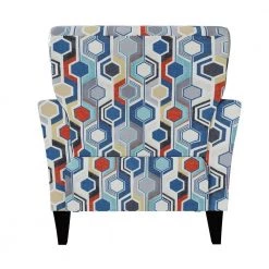 Travix Flared Arm Chair in Blue Modern Beehive Print by Handy Living -Jennifer Taylor Home Store blue modern beehive print handy living accent chairs a150682 66 1000