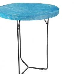 Nelli 20 in. W Blue Wash 22 in. H Round Wood Nesting End Tables with Iron Legs (Set of 2) by Handy Living -Jennifer Taylor Home Store blue wash handy living nesting tables a186544 1f 1000