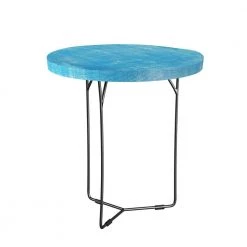 Nelli 20 in. W Blue Wash 22 in. H Round Wood Nesting End Tables with Iron Legs (Set of 2) by Handy Living -Jennifer Taylor Home Store blue wash handy living nesting tables a186544 4f 1000