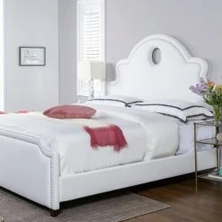 Flora King Tall Keyhole Panel Headboard Bed Set by Jennifer Taylor -Jennifer Taylor Home Store bright white polyester jennifer taylor panel beds 50390 4 974 2 31 1000