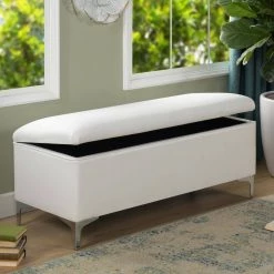 Madelyn Bright White Storage Bench by Jennifer Taylor -Jennifer Taylor Home Store bright white yarn dyed jennifer taylor bedroom benches s85320 974 31 1000