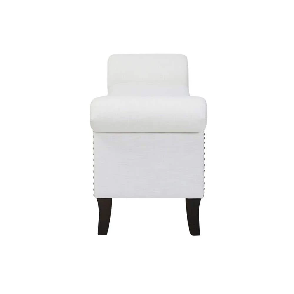Kathy Roll Arm Entryway Accent Bench Bright White by Jennifer Taylor 4 Kathy Roll Arm Entryway Accent Bench Bright White by Jennifer Taylor - Image 4