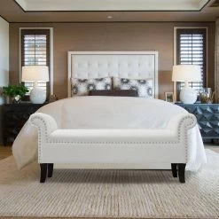 Kathy Roll Arm Entryway Accent Bench Bright White by Jennifer Taylor 17 Kathy Roll Arm Entryway Accent Bench Bright White by Jennifer Taylor -Jennifer Taylor Home Store bright white yarn dyed jennifer taylor dining benches 2413 780 31 1000