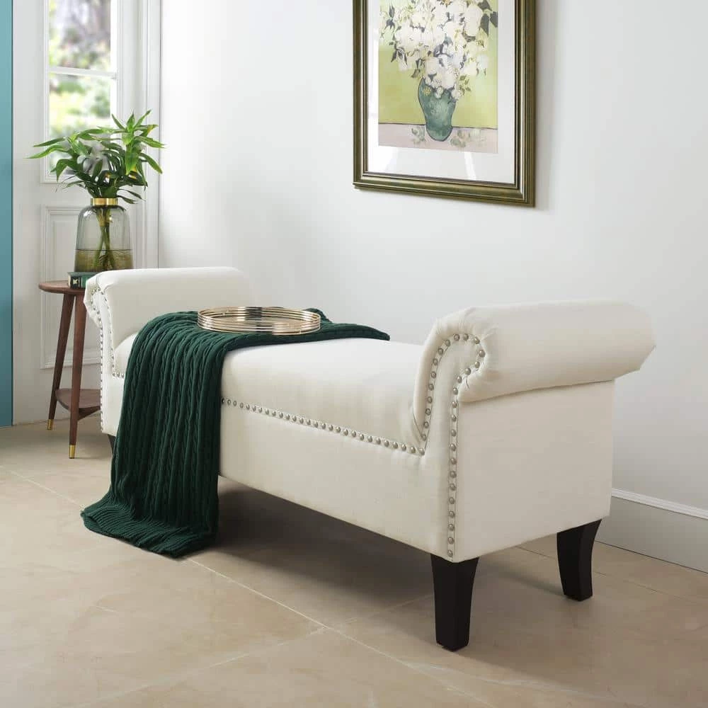 Kathy Roll Arm Entryway Accent Bench Bright White by Jennifer Taylor 1 Kathy Roll Arm Entryway Accent Bench Bright White by Jennifer Taylor