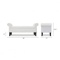 Kathy Roll Arm Entryway Accent Bench Bright White by Jennifer Taylor 13 Kathy Roll Arm Entryway Accent Bench Bright White by Jennifer Taylor -Jennifer Taylor Home Store bright white yarn dyed jennifer taylor dining benches 2413 780 66 1000