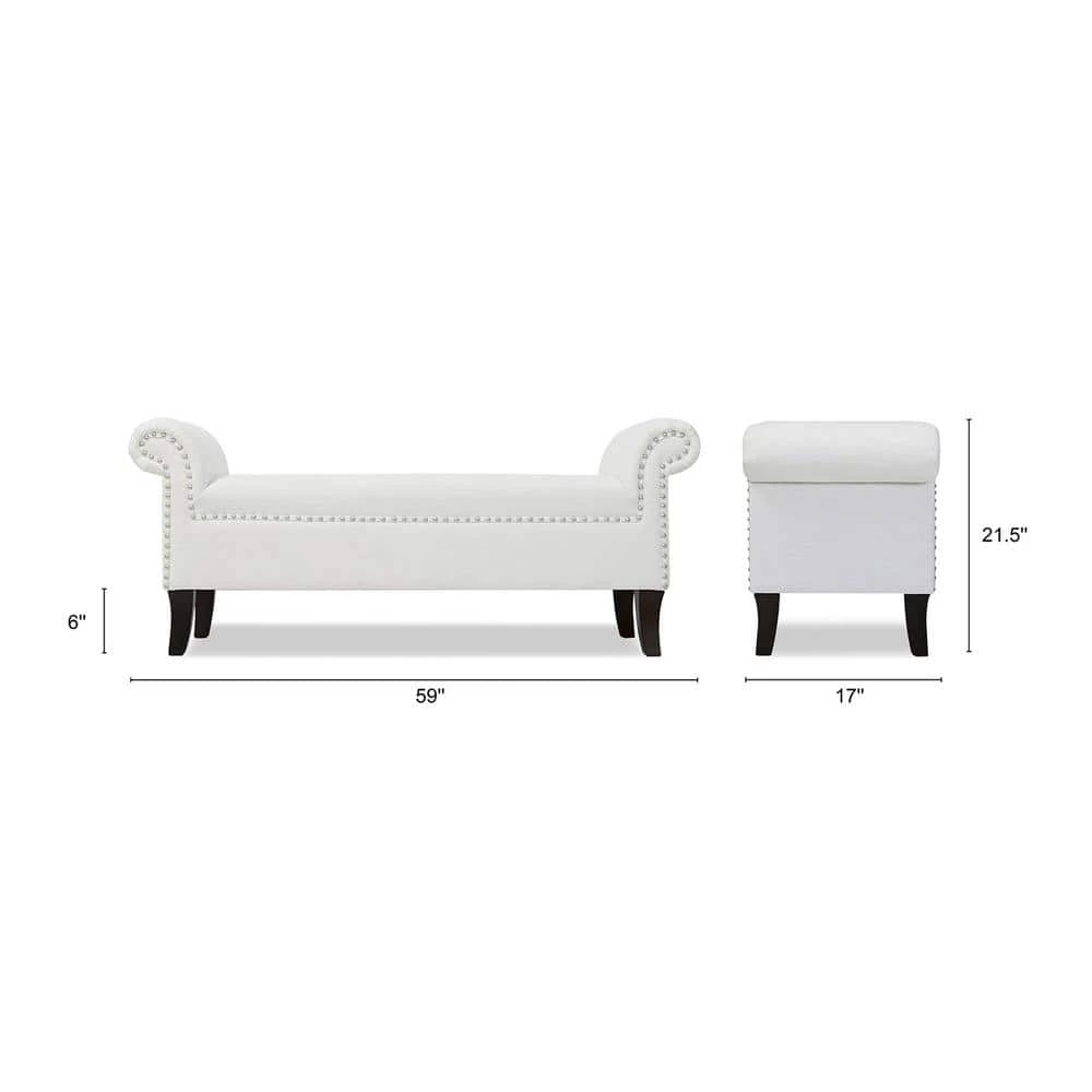 Kathy Roll Arm Entryway Accent Bench Bright White by Jennifer Taylor 5 Kathy Roll Arm Entryway Accent Bench Bright White by Jennifer Taylor - Image 5