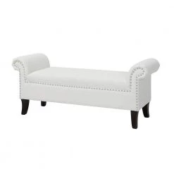 Kathy Roll Arm Entryway Accent Bench Bright White by Jennifer Taylor 11 Kathy Roll Arm Entryway Accent Bench Bright White by Jennifer Taylor -Jennifer Taylor Home Store bright white yarn dyed jennifer taylor dining benches 2413 780 a0 1000