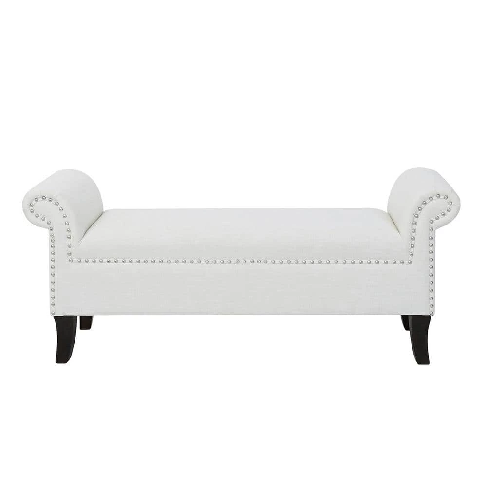 Kathy Roll Arm Entryway Accent Bench Bright White by Jennifer Taylor 2 Kathy Roll Arm Entryway Accent Bench Bright White by Jennifer Taylor - Image 2