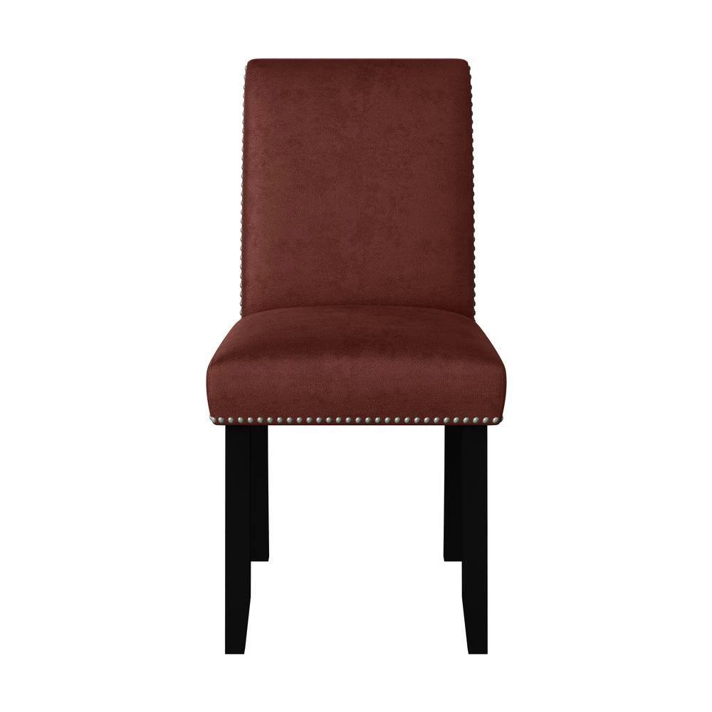 Stefan Burgundy Red Pebble Textured Fabric Side Chairs with Nailhead Trim (Set of 2) by Handy Living 4 Stefan Burgundy Red Pebble Textured Fabric Side Chairs with Nailhead Trim (Set of 2) by Handy Living - Image 4