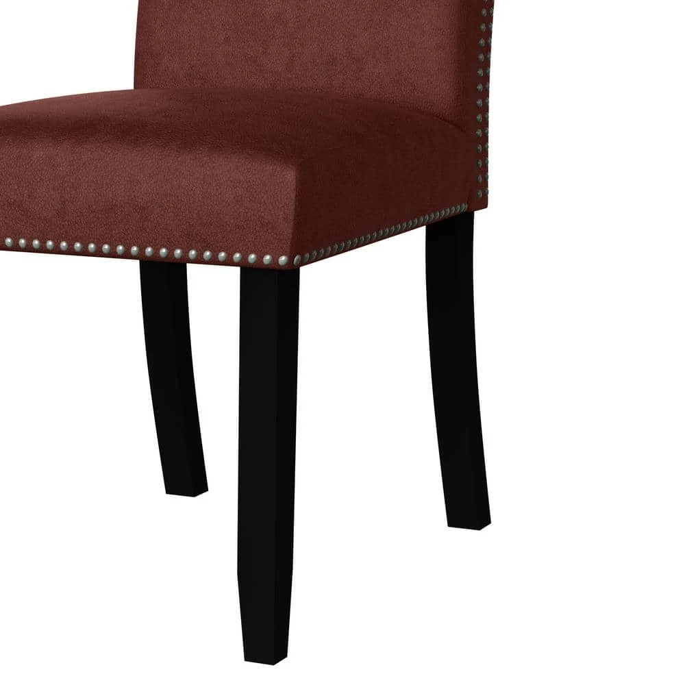 Stefan Burgundy Red Pebble Textured Fabric Side Chairs with Nailhead Trim (Set of 2) by Handy Living 8 Stefan Burgundy Red Pebble Textured Fabric Side Chairs with Nailhead Trim (Set of 2) by Handy Living - Image 8