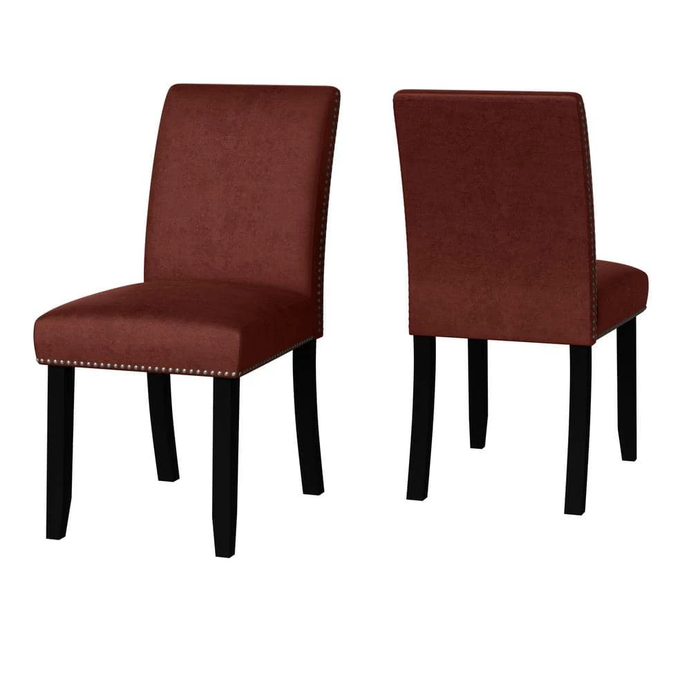 Stefan Burgundy Red Pebble Textured Fabric Side Chairs with Nailhead Trim (Set of 2) by Handy Living 3 Stefan Burgundy Red Pebble Textured Fabric Side Chairs with Nailhead Trim (Set of 2) by Handy Living - Image 3