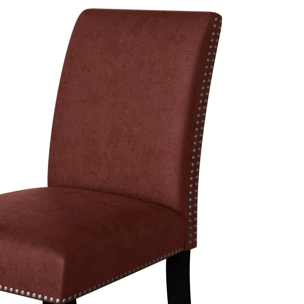 Stefan Burgundy Red Pebble Textured Fabric Side Chairs with Nailhead Trim (Set of 2) by Handy Living 7 Stefan Burgundy Red Pebble Textured Fabric Side Chairs with Nailhead Trim (Set of 2) by Handy Living - Image 7