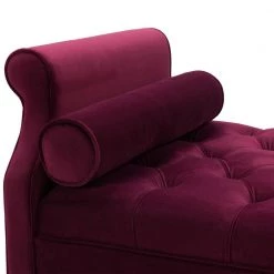 Eliza Upholstered Sofa Bed with 2 Bolster Pillows, Burgundy by Jennifer Taylor -Jennifer Taylor Home Store burgundy velvet jennifer taylor chaise lounges 65001 673 40 1000