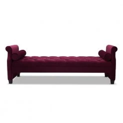 Eliza Upholstered Sofa Bed with 2 Bolster Pillows, Burgundy by Jennifer Taylor