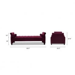 Eliza Upholstered Sofa Bed with 2 Bolster Pillows, Burgundy by Jennifer Taylor -Jennifer Taylor Home Store burgundy velvet jennifer taylor chaise lounges 65001 673 66 1000