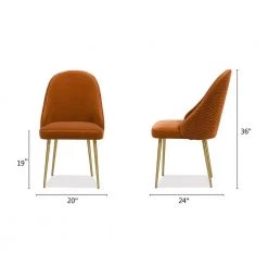 Burnt Orange Performance Velve London Modern Glam Ruched Upholstered Dining Side Chair (Set of 2) by Jennifer Taylor -Jennifer Taylor Home Store burnt orange jennifer taylor dining chairs 80010 mvo 2p my 40 1000