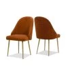 Burnt Orange Performance Velve London Modern Glam Ruched Upholstered Dining Side Chair (Set of 2) by Jennifer Taylor