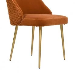 Burnt Orange Performance Velve London Modern Glam Ruched Upholstered Dining Side Chair (Set of 2) by Jennifer Taylor -Jennifer Taylor Home Store burnt orange jennifer taylor dining chairs 80010 mvo 2p my c3 1000