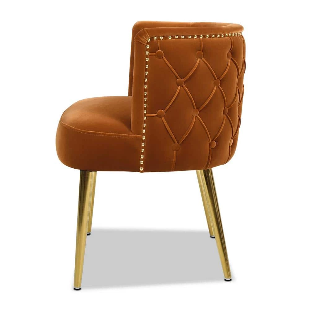 Misty Burnt Orange Velvet Modern Glam Accent Arm Chair by Jennifer Taylor 4 Misty Burnt Orange Velvet Modern Glam Accent Arm Chair by Jennifer Taylor - Image 4