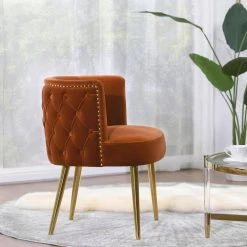 Misty Burnt Orange Velvet Modern Glam Accent Arm Chair by Jennifer Taylor 17 Misty Burnt Orange Velvet Modern Glam Accent Arm Chair by Jennifer Taylor -Jennifer Taylor Home Store burnt orange performance velvet jennifer taylor accent chairs 60340 mvo 31 1000