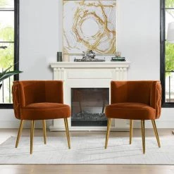 Misty Burnt Orange Velvet Modern Glam Accent Arm Chair by Jennifer Taylor 14 Misty Burnt Orange Velvet Modern Glam Accent Arm Chair by Jennifer Taylor -Jennifer Taylor Home Store burnt orange performance velvet jennifer taylor accent chairs 60340 mvo 77 1000