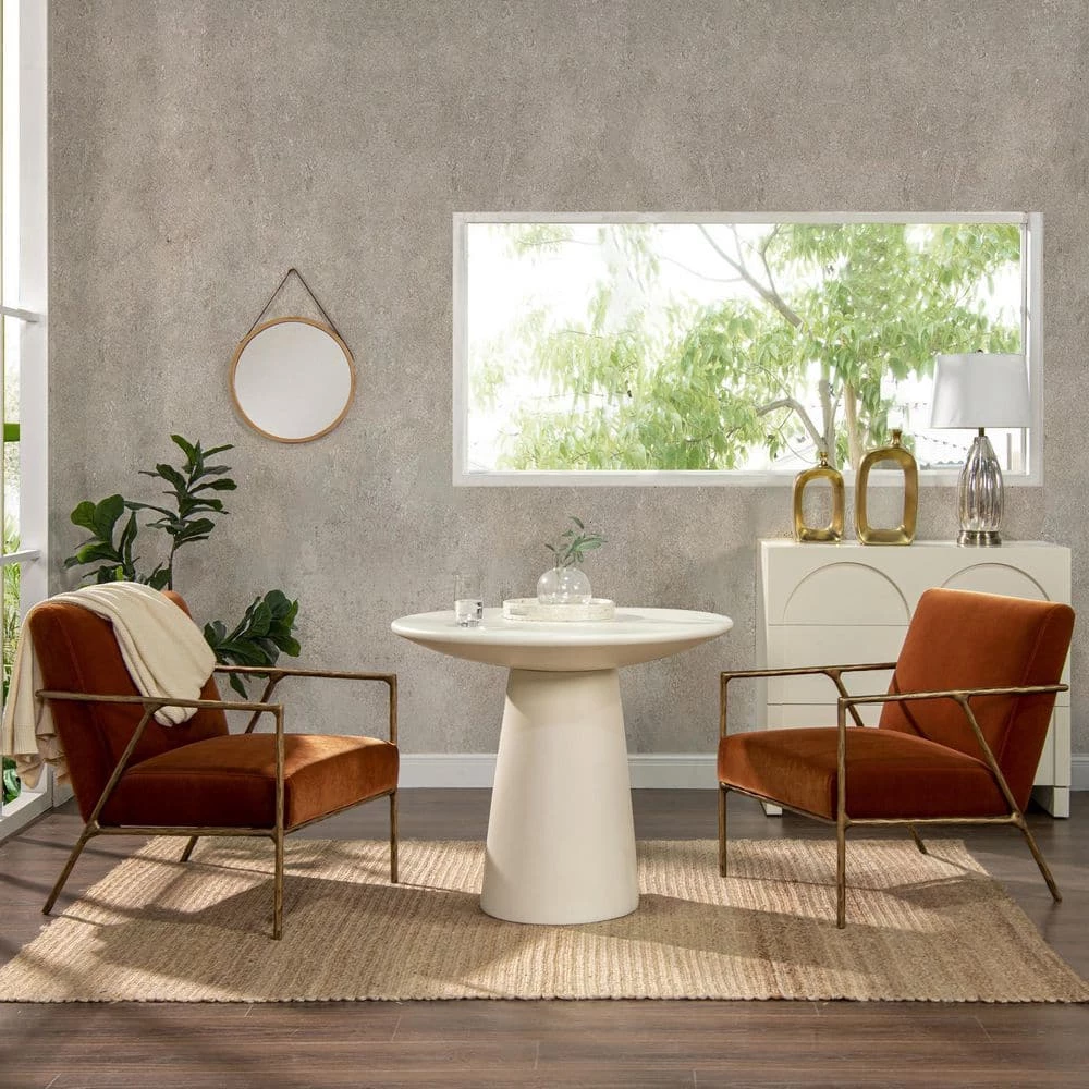 Aerin 24.5 in. Burnt Orange Performance Velvet Hammered Brass Upholstered Accent Arm Chair by Jennifer Taylor 10 Aerin 24.5 in. Burnt Orange Performance Velvet Hammered Brass Upholstered Accent Arm Chair by Jennifer Taylor - Image 10