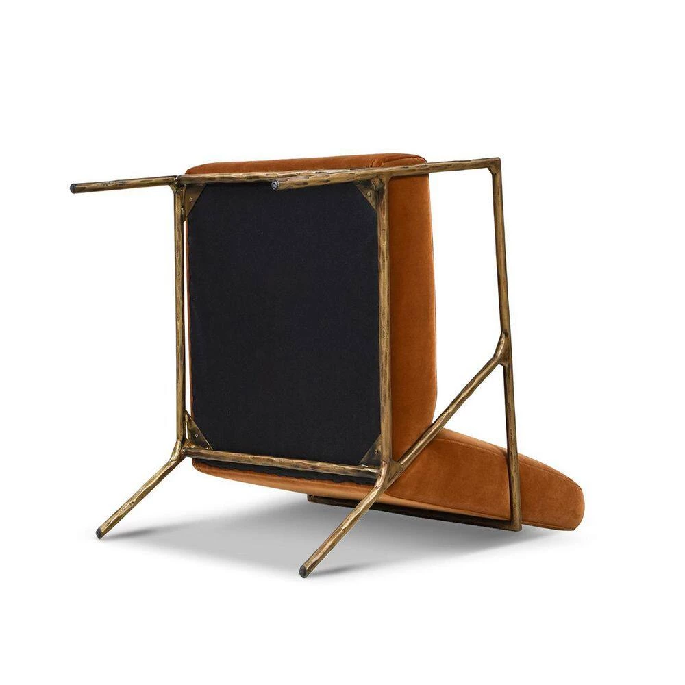 Aerin 24.5 in. Burnt Orange Performance Velvet Hammered Brass Upholstered Accent Arm Chair by Jennifer Taylor 9 Aerin 24.5 in. Burnt Orange Performance Velvet Hammered Brass Upholstered Accent Arm Chair by Jennifer Taylor - Image 9