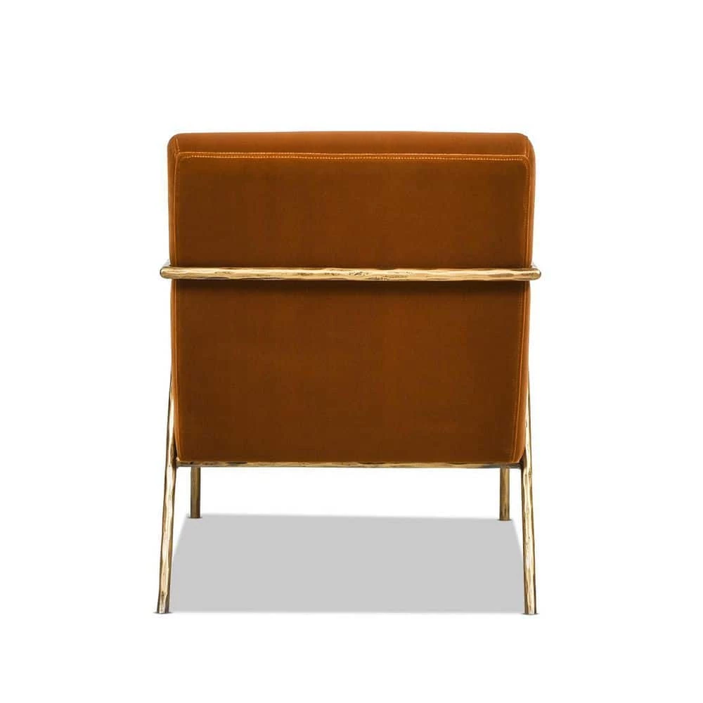 Aerin 24.5 in. Burnt Orange Performance Velvet Hammered Brass Upholstered Accent Arm Chair by Jennifer Taylor 6 Aerin 24.5 in. Burnt Orange Performance Velvet Hammered Brass Upholstered Accent Arm Chair by Jennifer Taylor - Image 6