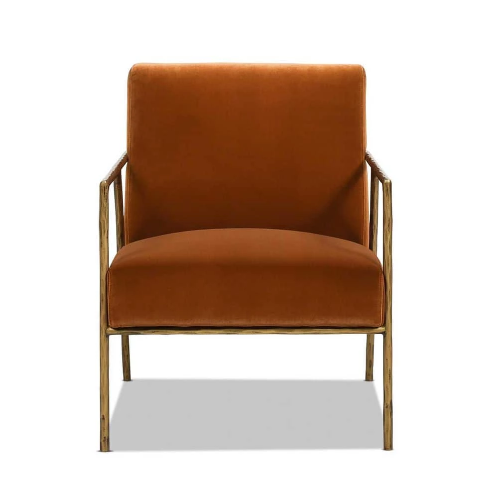 Aerin 24.5 in. Burnt Orange Performance Velvet Hammered Brass Upholstered Accent Arm Chair by Jennifer Taylor 4 Aerin 24.5 in. Burnt Orange Performance Velvet Hammered Brass Upholstered Accent Arm Chair by Jennifer Taylor - Image 4