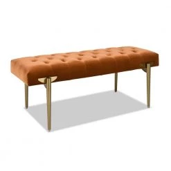 Aria 49 x 20 x 19 in. Burnt Orange Performance Velvet Upholstered Gold Accent Bench by Jennifer Taylor -Jennifer Taylor Home Store burnt orange performance velvet jennifer taylor bedroom benches 85710 mvo 4f 1000
