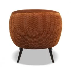 London Mid-Century Modern Ruched Barrel Chair, Burnt Orange by Jennifer Taylor -Jennifer Taylor Home Store burnt orange velvet jennifer taylor accent chairs 60280 mvo 66 1000