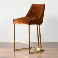 Maddie 26 in. Burnt Orange Velvet Modern Glam Gold Base Counter Height Bar Stool by Jennifer Taylor -Jennifer Taylor Home Store burnt orange velvet jennifer taylor bar stools 81120 mvo a0 1000