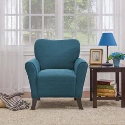Sasha Caribbean Blue Linen Flared Arm Chair by Handy Living -Jennifer Taylor Home Store caribbean blue handy living accent chairs bf340c lin55 103 31 1000