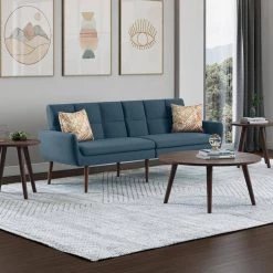 Pirro 81.25 in. Caribbean Blue Plush Low-Pile Velour Fabric 3-Seat Full Size Convert-a-Couch Sofa Bed by Handy Living -Jennifer Taylor Home Store caribbean blue handy living sofa beds a183918 31 1000