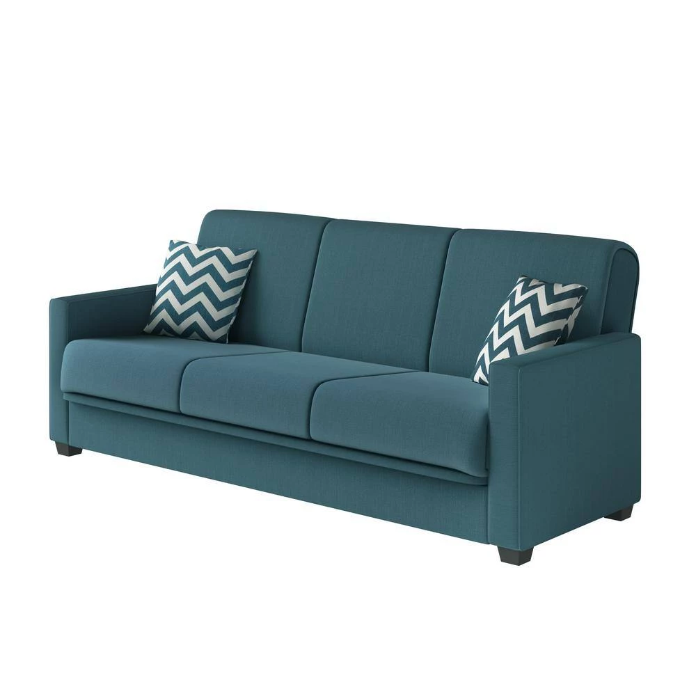Tribbiani 80.75 in. Width Caribbean Blue Linen-Like Fabric Full Size Convert-a-Couch Sofa Bed by Handy Living 3 Tribbiani 80.75 in. Width Caribbean Blue Linen-Like Fabric Full Size Convert-a-Couch Sofa Bed by Handy Living - Image 3
