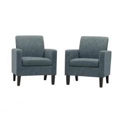 Caribbean Blue Multi-Warp Chenille Joleen Track Arm Upholstered Chairs (Set of 2) by Handy Living