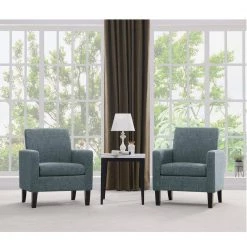 Caribbean Blue Multi-Warp Chenille Joleen Track Arm Upholstered Chairs (Set of 2) by Handy Living -Jennifer Taylor Home Store caribbean blue multi warp chenille handy living accent chairs 340c2 lux54 278 c3 1000