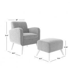 Metro Cashmere Gray Plush Low-Pile Velour Arm Chair and Ottoman Set by Handy Living -Jennifer Taylor Home Store cashmere gray handy living accent chairs a152761 1d 1000