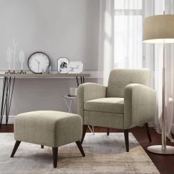 Metro Cashmere Gray Plush Low-Pile Velour Arm Chair and Ottoman Set by Handy Living -Jennifer Taylor Home Store cashmere gray handy living accent chairs a152761 31 1000