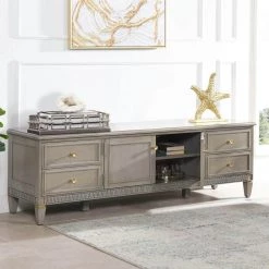 Dauphin 71 in. Cashmere Gray Wood TV Stand Storage Console Table by Jennifer Taylor -Jennifer Taylor Home Store cashmere gray wood jennifer taylor tv stands dsg87100 31 1000