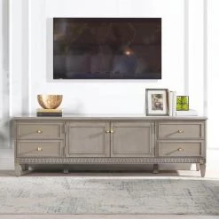 Dauphin 71 in. Cashmere Gray Wood TV Stand Storage Console Table by Jennifer Taylor