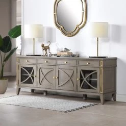 Dauphin 71 in. Cashmere Gray Wood TV Stand Storage Display Console Table by Jennifer Taylor