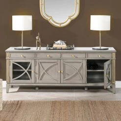 Dauphin 71 in. Cashmere Gray Wood TV Stand Storage Display Console Table by Jennifer Taylor -Jennifer Taylor Home Store cashmere gray wood jennifer taylor tv stands dsg87101 a0 1000