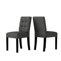 Schmitz Charcoal Black and Tan Textured Fabric Lace-Tufted Parsons Chairs (Set of 4) by Handy Living -Jennifer Taylor Home Store charcoal black and tan textured handy living dining chairs a167338 66 1000