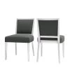 Emelia White Finish and Charcoal Gray Fabric Upholstered Armless Dining Chairs (Set of 2) by Handy Living