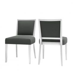 Emelia White Finish and Charcoal Gray Fabric Upholstered Armless Dining Chairs (Set of 2) by Handy Living