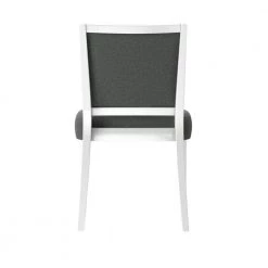 Emelia White Finish and Charcoal Gray Fabric Upholstered Armless Dining Chairs (Set of 2) by Handy Living -Jennifer Taylor Home Store charcoal gray fabric white frame handy living dining chairs a142410 66 1000