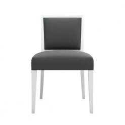 Emelia White Finish and Charcoal Gray Fabric Upholstered Armless Dining Chairs (Set of 2) by Handy Living -Jennifer Taylor Home Store charcoal gray fabric white frame handy living dining chairs a142410 c3 1000