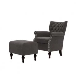 Margaux Charcoal Gray Velvet Button Tufted Rolled Arm Chair and Ottoman Set by Handy Living 14 Margaux Charcoal Gray Velvet Button Tufted Rolled Arm Chair and Ottoman Set by Handy Living -Jennifer Taylor Home Store charcoal gray handy living accent chairs a153096 40 1000