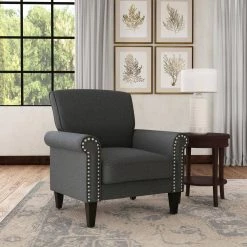 Jean Charcoal Gray Linen Arm Chair by Handy Living -Jennifer Taylor Home Store charcoal gray handy living accent chairs b340c lnn17 100 31 1000